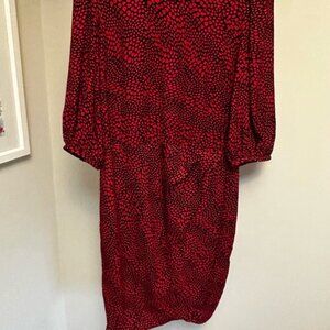 Banana Republic Red and Black Long Sleeve Dress